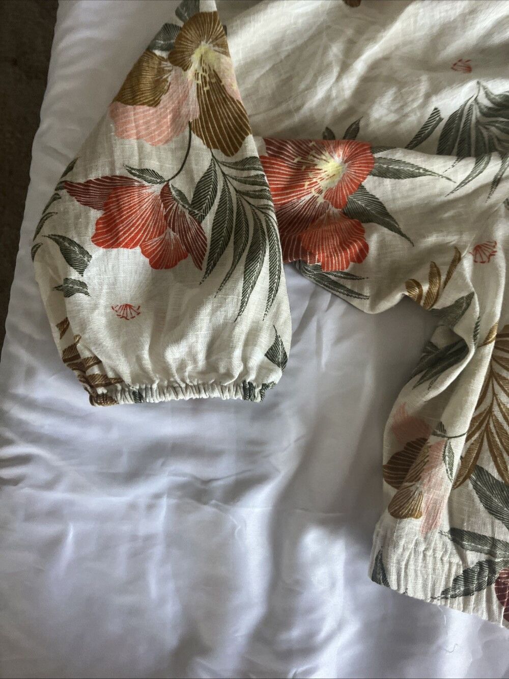 Lane Bryant Linen Blend Tropical Off-The-Shoulder Top Cropped Size 22/24 Hawaii - Picture 6 of 8